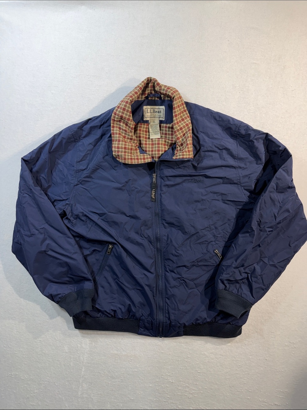 LL Bean Flannel Lined Warm Up Bomber Jacket, Size XL Reg